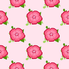 Cute floral pattern in the flower on pink background. Backdrop for wallpaper, print, textile, fabric, wrapping. Vector illustration
