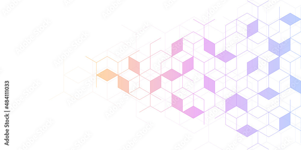 Poster Abstract geometric background with isometric vector blocks