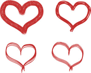 hearts set hand drawn vector