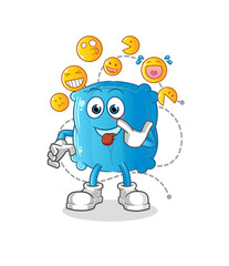 pillow laugh and mock character. cartoon mascot vector