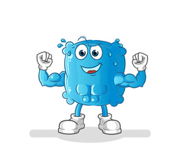 pillow muscular cartoon. cartoon mascot vector