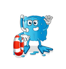 pillow swimmer with buoy mascot. cartoon vector