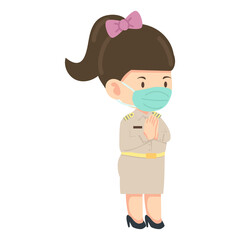 Thai teacher girl government uniform character