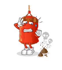 punching bag with stinky waste illustration. character vector