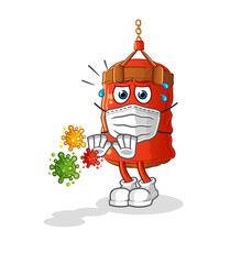 punching bag refuse viruses cartoon. cartoon mascot vector