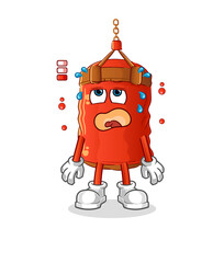 punching bag low battery mascot. cartoon vector
