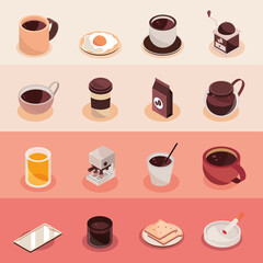 coffee isometric icons