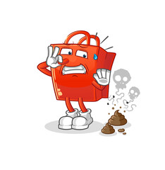 shopping bag with stinky waste illustration. character vector