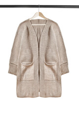 Fototapeta premium Cardigan on hanger isolated