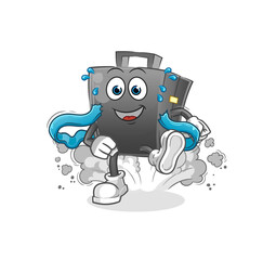 briefcase runner character. cartoon mascot vector