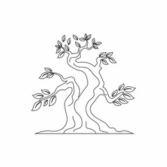 Oriental Bonsai Art, Japanese Mini Small Plant Tree on Pot Silhouette logo design vector