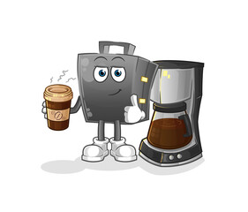 briefcase drinking coffee illustration. character vector