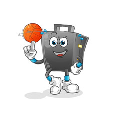 briefcase playing basket ball mascot. cartoon vector