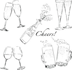 乾杯セット　線画