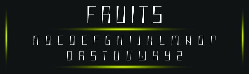 FRUIT minimal creative Tech Letter Concept and Luxury vector typeface Logo Design.	