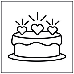 cake outline, thin, flat, digital icon for web and mobile
