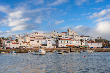 Townscape of Ferragudo in the Algarve in Portugal