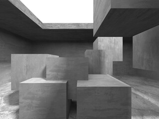 Abstract architecture background. Empty rough concrete interior