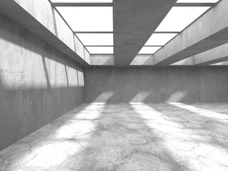 Dark Concrete Wall Architecture. Empty Room