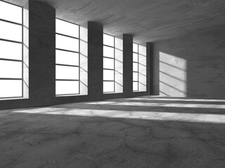 Dark Concrete Wall Architecture. Empty Room