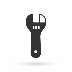 Grey Adjustable wrench icon isolated on white background. Vector