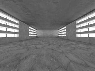 Dark Concrete Wall Architecture. Empty Room