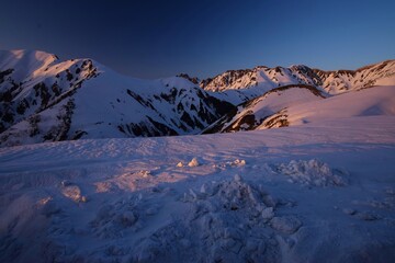 夕暮れの北アルプス立山連峰