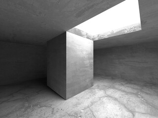 Dark Concrete Wall Architecture. Empty Room