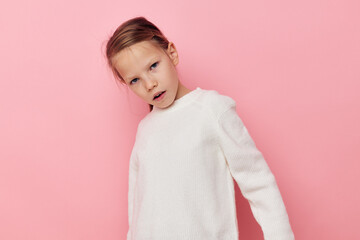 cute girl gesture hands emotions grimace childhood unaltered