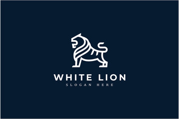 luxury lion with white line art style business logo design