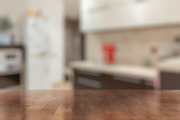 wooden table in the kitchen