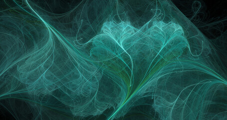 Abstract chaotic fractal lines. Fantasy light background. Digital fractal art. 3d rendering.