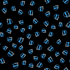 Line Hola icon isolated seamless pattern on black background. Vector © vector_v