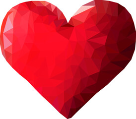 red heart drawn in low poly style. icon, banner, web design. valentine's day