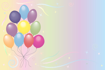 Beautiful background with colorful balloons on a light background