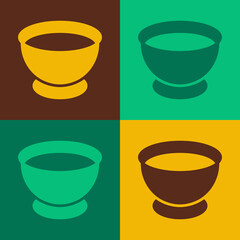 Pop art Soy sauce in bowl icon isolated on color background. Vector