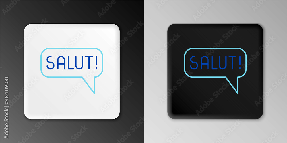 Poster line salut in different languages icon isolated on grey background. speech bubbles. colorful outline