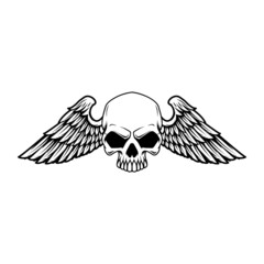 Obraz premium Winged skull . Design element for emblem, sign, badge, logo. Vector illustration
