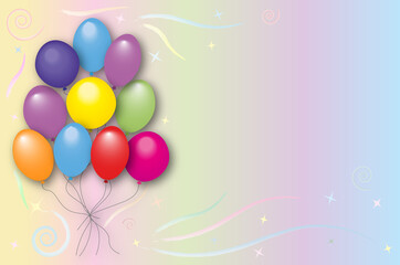 Beautiful background with colorful balloons on a light background