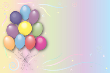 Beautiful background with colorful balloons on a light background
