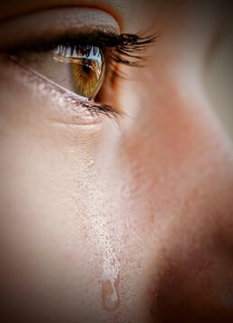 Close-up Of Girl Face While Crying