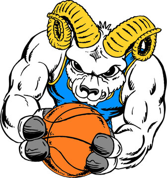 Basketball Ram Mascot Vector Illustration