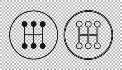 Black Gear shifter icon isolated on transparent background. Manual transmission icon. Vector