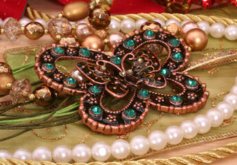 Butterfly and Pearls Victorian Style Butterfly in Holiday Display