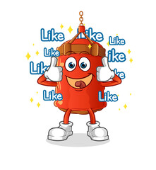 punching bag give lots of likes. cartoon vector