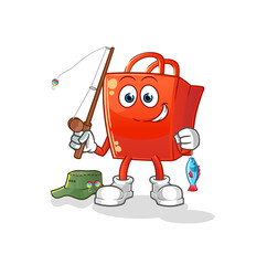 shopping bag fisherman illustration. character vector