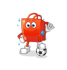 shopping bag playing soccer illustration. character vector