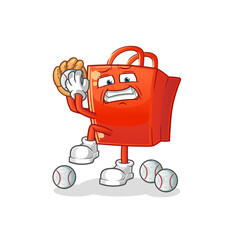 shopping bag baseball pitcher cartoon. cartoon mascot vector