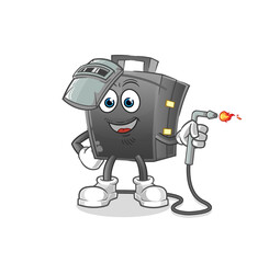 briefcase welder mascot. cartoon vector