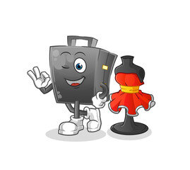 briefcase fashion designer vector. cartoon character